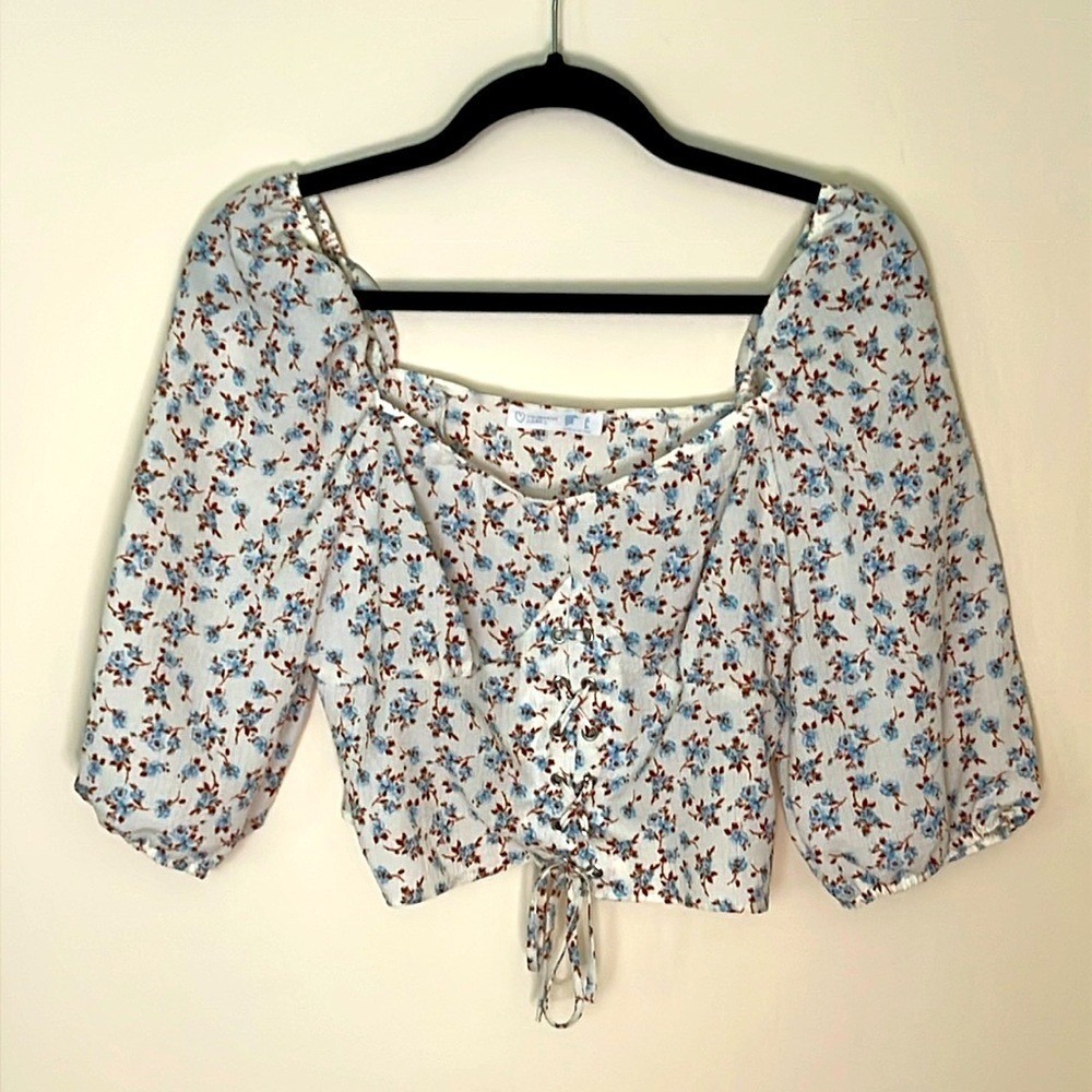 Primark Floral‎ Milk Maid Top with Corset Detail Size 8
